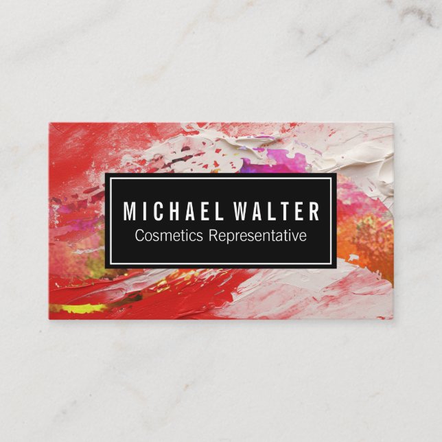 Colourful Watercolor Paint Brushed Art Texture Business Card (Front)