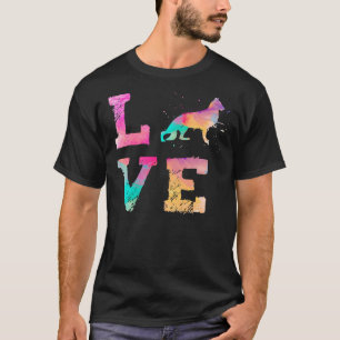 Colourful Watercolor Paint German Shepherd Dog Lov T-Shirt