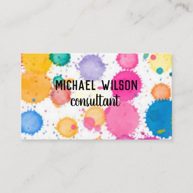 colourful watercolor paint splash abstract design  business card (Front)