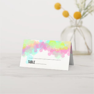 Colourful Watercolor Paint Splatters Place Card