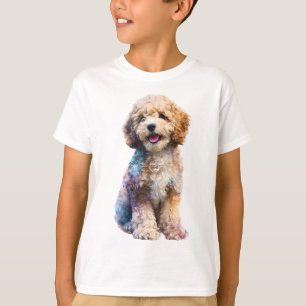 Colourful Watercolor Painted Poodle Puppy Kids T-Shirt