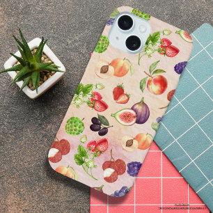 Colourful watercolor painting fruits Kraft paper iPhone 15 Case