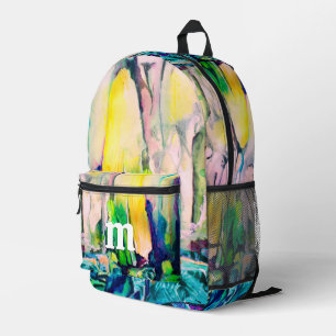 Colourful Watercolor Painting Monogram Printed Backpack