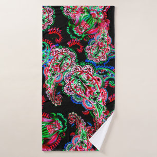 Colourful watercolor paisley floral illustration p bath towel