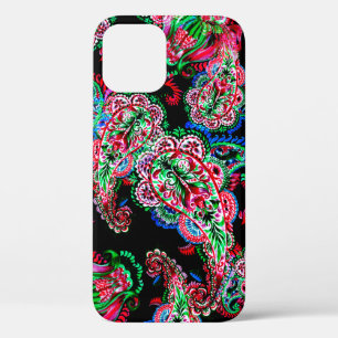 Colourful watercolor paisley floral illustration p iPhone 12 case
