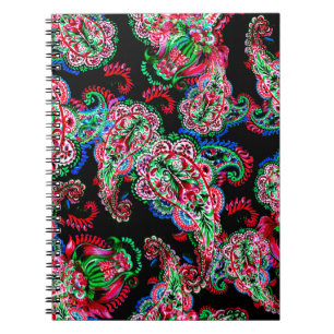 Colourful watercolor paisley floral illustration p notebook