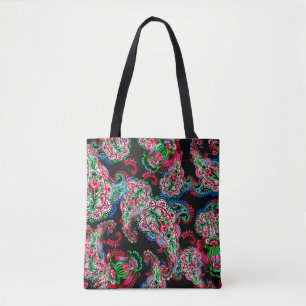 Colourful watercolor paisley floral illustration p tote bag