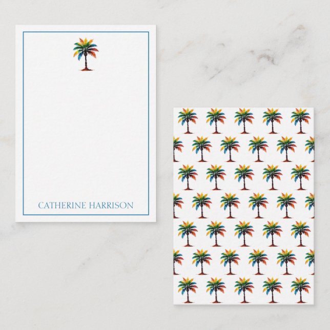 Colourful Watercolor Palm Tree Personalised Card (Front/Back)
