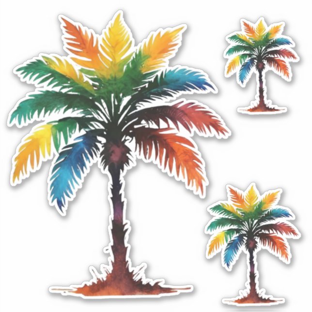 Colourful Watercolor Palm Trees (Front)
