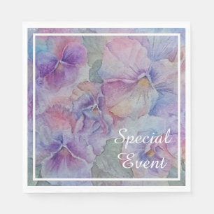 Colourful Watercolor Pansies Party Napkin