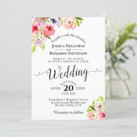 Colourful Watercolor Pansies & Wildflowers Wedding