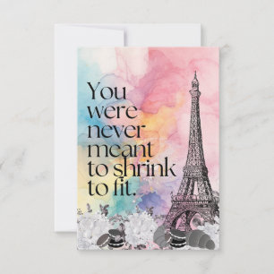 Colourful Watercolor Paris Eiffel Tower Quote Art Thank You Card