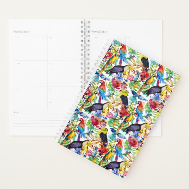 Colourful Watercolor Parrots Planner (Display)