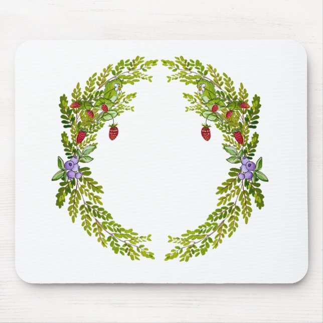 Colourful watercolor pattern of berries mouse mat (Front)