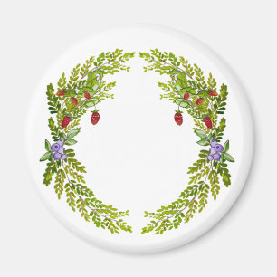Colourful watercolor pattern of berries mouse mat magnet