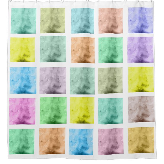 Colourful Watercolor Pattern Shower CurtainC Curtain (Front)