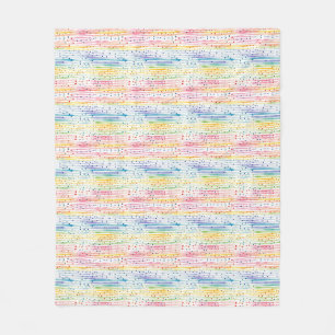 Colourful Watercolor Pattern with Dots and Stripes Fleece Blanket