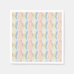 Colourful Watercolor Pattern with Dots and Stripes Napkin