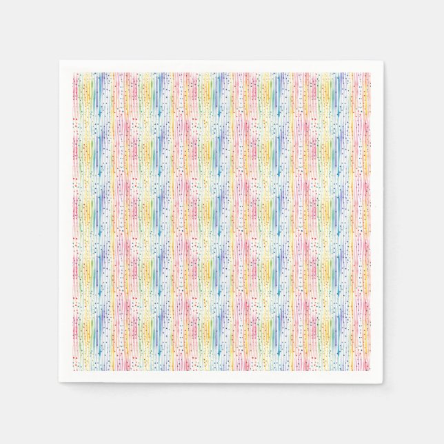 Colourful Watercolor Pattern with Dots and Stripes Napkin (Front)
