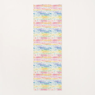 Colourful Watercolor Pattern with Dots and Stripes Yoga Mat