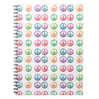 Colourful watercolor peace sign pattern hippie vib notebook