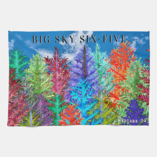 Colourful Watercolor Pine Trees Kitchen Towel
