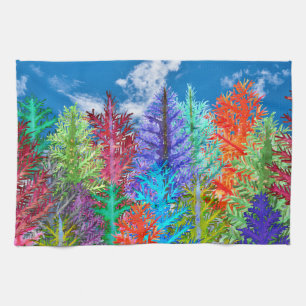 Colourful Watercolor Pine Trees Kitchen Towel