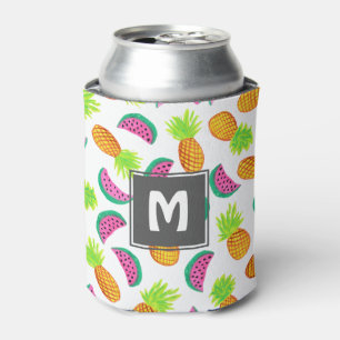 colourful watercolor pineapple watermelon pattern can cooler