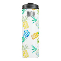 Colourful Watercolor pineapples