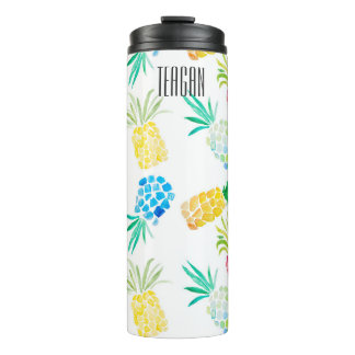 Colourful Watercolor pineapples Thermal Tumbler