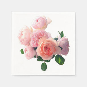 Colourful Watercolor Pink Roses Template Elegant Napkin