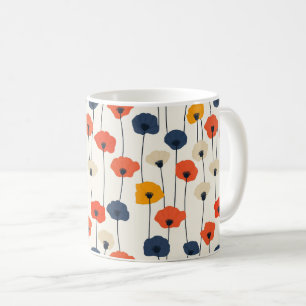 Colourful watercolor poppies pattern coffee mug