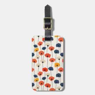 Colourful watercolor poppies pattern luggage tag