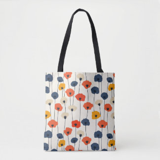 Colourful watercolor poppies pattern tote bag