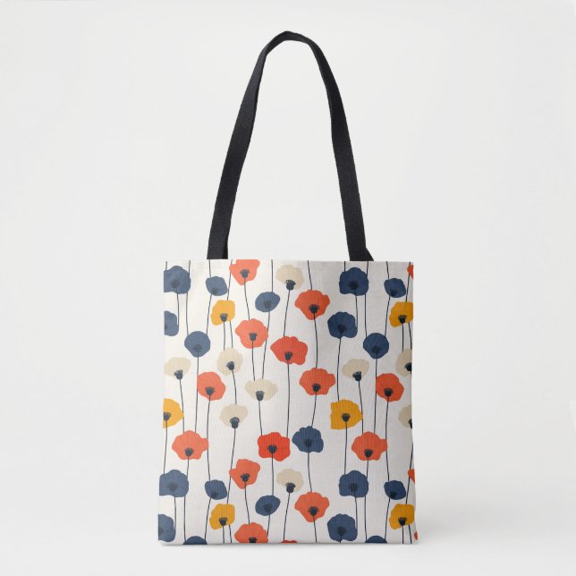 Colourful watercolor poppies pattern  tote bag (Front)