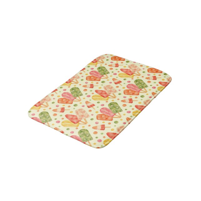Colourful Watercolor Popsicles Bath Mat (Angled)