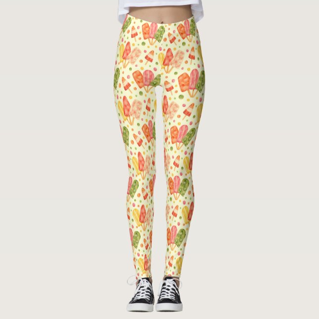 Colourful Watercolor Popsicles Leggings (Front)