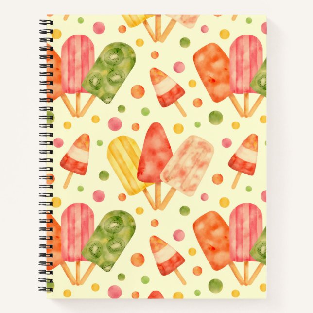 Colourful Watercolor Popsicles Notebook (Front)