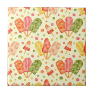 Colourful Watercolor Popsicles Tile