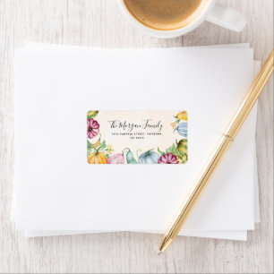 Colourful Watercolor Pumpkin Flower Label