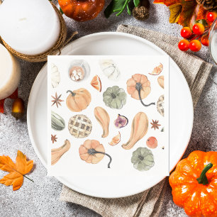 Colourful Watercolor Pumpkin Pattern   Autumn Vibe Napkin