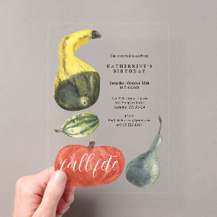 Colourful Watercolor Pumpkins Autumn Birthday Part Acrylic Invitations