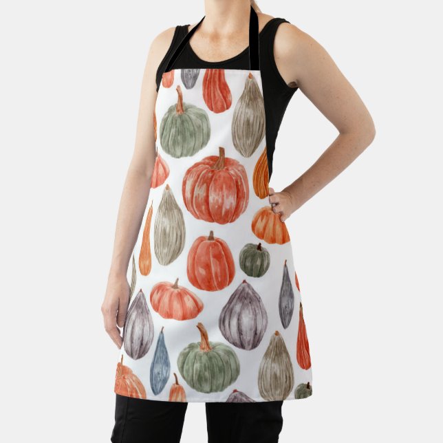 Colourful Watercolor Pumpkins Collection   Apron (Insitu)