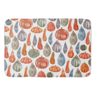 Colourful Watercolor Pumpkins Collection  Bath Mat