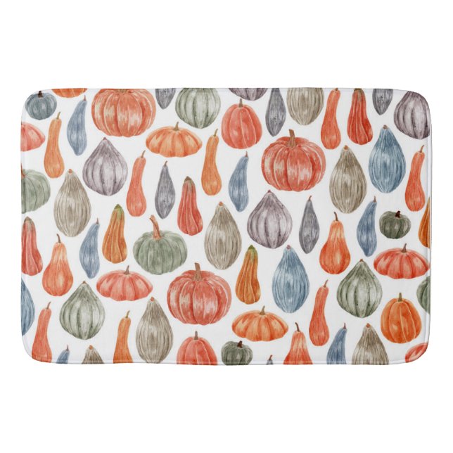Colourful Watercolor Pumpkins Collection  Bath Mat (Front)