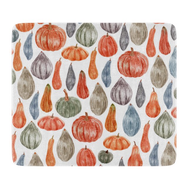 Colourful Watercolor Pumpkins Collection  Cutting Board (Front)
