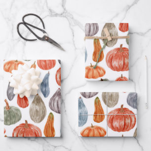Colourful Watercolor Pumpkins Collection   Wrapping Paper Sheet