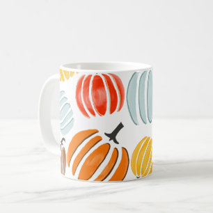 Colourful watercolor pumpkins illustration, pumpki coffee mug
