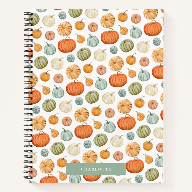 Colourful Watercolor Pumpkins Spiral Notebook (Front)