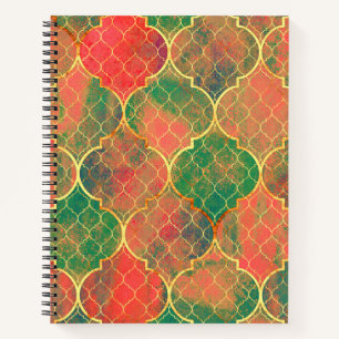 Colourful Watercolor Quatrefoil Pattern Notebook